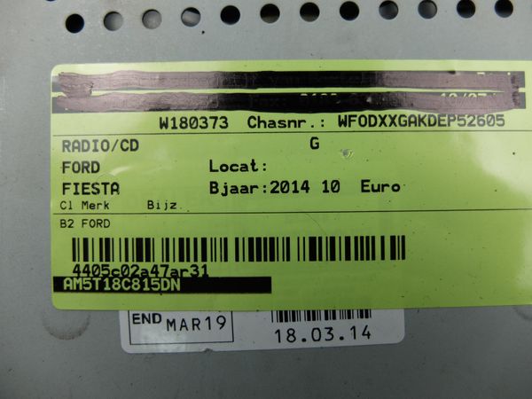 Cd Radio Player  Ford Fiesta AM5T-18C815-DN AHU USB
