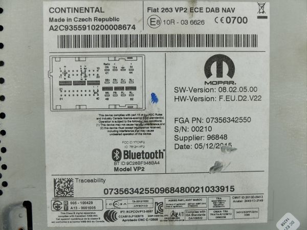 Navigation  Radio Fiat Ducato 07356342550 Boxer Jumper