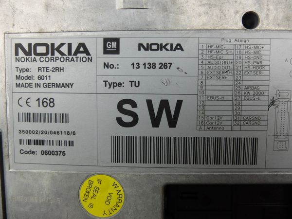 Card Reader  SIM Opel Vectra C Signum 13138267 RTE-2RH Nokia