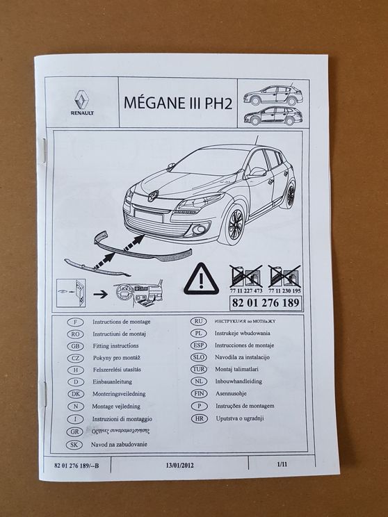Bumper Trim Front Megane 3 8201276189 Renault