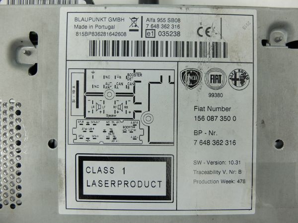 Cd Radio Player  Alfa Romeo Mito 7648362316 1560873500 Blaupunkt