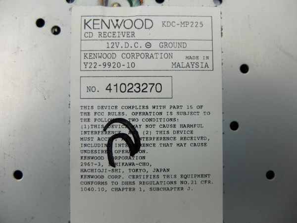 Radio Cd Mp3 Player Kenwood KDC-MP225 SIRIUS