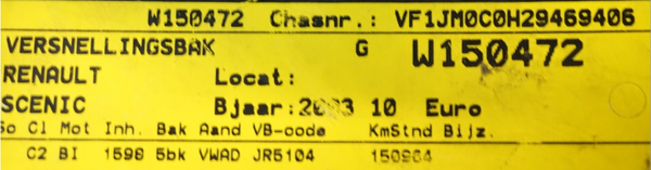 Manual Gearbox JR5104 Renault Scenic 2 1.6 16V 7701723235 151000km