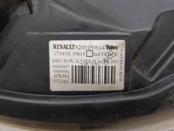 Headlamp Left 8200150614 Kangoo 1 Renault Valeo 4912
