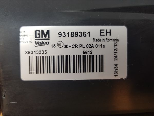 Headlamp Left Opel Corsa D 93189361 1216194