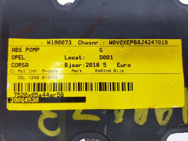 Abs Pump Opel Corsa E 39084530 0265257704 Bosch