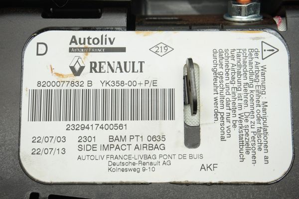 Airbag Right Front 8200077832 B Renault Scenic 2 Megane 2