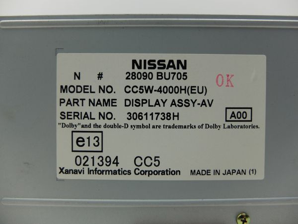 Navigation Display  Nissan Almera Tino 28090BU705 CC5W-4000H