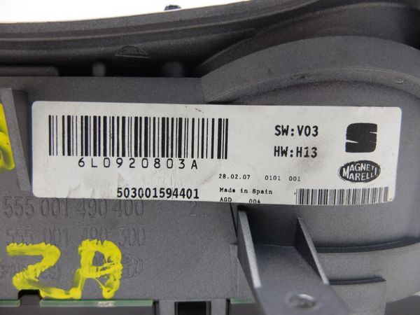Speedometer/Instrument Cluster  SEAT IBIZA 6L  6L0920803A 503001594401 