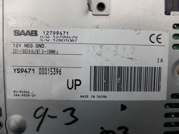 Audio Amplifier Tuner Saab 9-3 12799471 YS9471