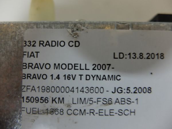 Cd Radio Player Fiat Bravo 735451941 VP6FCF-18C815-AC Visteon