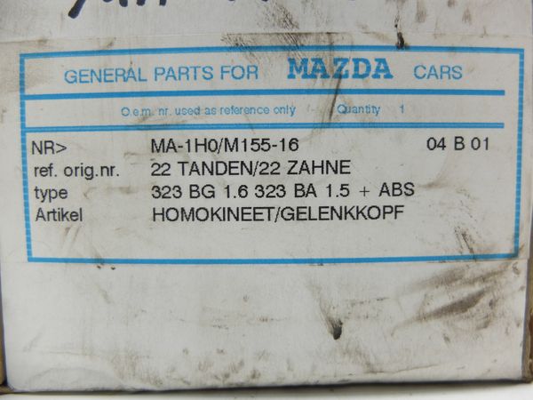 Drive Shaft Joint  Mazda 323 MX-3 MA-1H0/M155-16